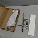 Flat Slot Storm Door Handle Complete Set, Mortise Keyed Lever Mount Latch with Deadbolt for Screen and Storm Doors, Polished Nickel
