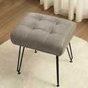 EBENCHICO PU Leather Vanity Stools, Vanity Stool Chairs for Makeup Faux Leather Foot Stools Ottoman with Metal Leg Make up Chairs for Vanity Small Bench Seat for Living Room Bedroom (Gray)