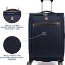 Travelpro Platinum Elite Softside Expandable Checked Luggage, 8 Wheel Spinner Suitcase, TSA Lock, Men and Women, True Navy Blue, Checked Medium 25-Inch