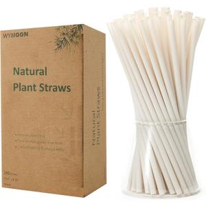 Biodegradable Straws made of Natural Plant | 200 PCS 7.8'' Compostable Eco-Friendly Drinking Straws Disposable | Durable for Hot & Cold Drinks