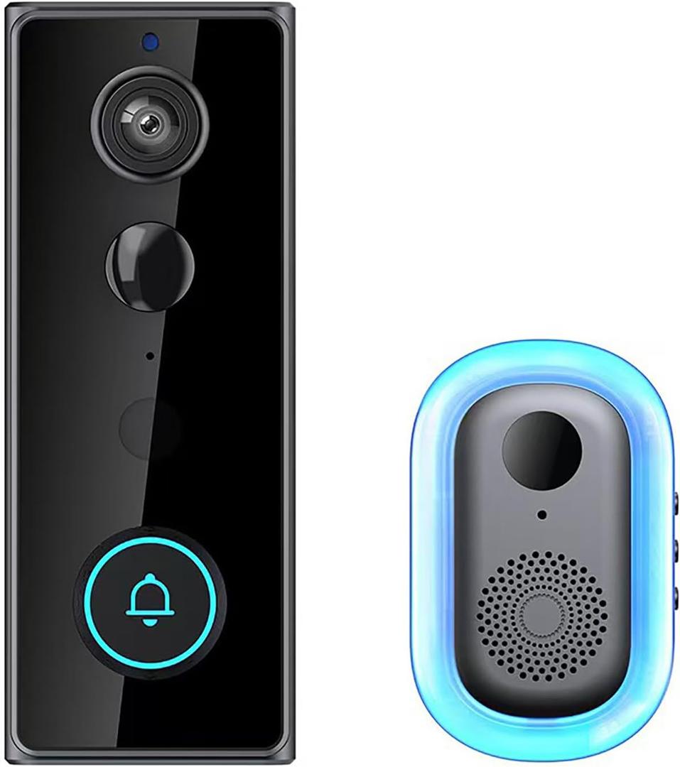 LWOHSI Wireless Doorbell,Battery-Powered Door Bell with 2K HD Security Camera,Tuya App Instant Alerts,Motion Detection,Night Vision,Two-Way Talk,180 Degree Head to Toe View for Home, Apartment