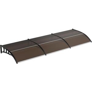 40''x120'' Door Window Awning Canopy, Polycarbonate Exterior Awning with Plastic Steel Bracket, UV Rain Snow Sun Protection, Weatherproof Awning for Door Entrance Window, Brown