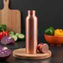 Torque 34 Oz Pure Copper Water Bottle for Drinking | Ayurvedic Hammered Water Bottle Leak Proof Lid | Large Handcrafted Copper Vessel for Drinking Yoga Fitness