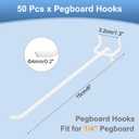 uxcell 50 Pcs Heavy Duty Pegboard Hooks, 6-inch Shelving Hooks for 1/4" Pegboard, Pegboard Display Hook Holder Organizer for Garage, Office, and Kitchen, White