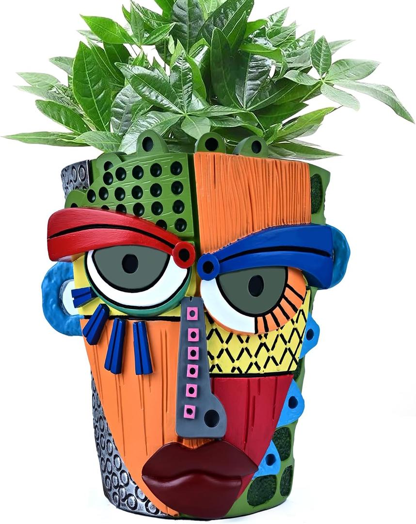Abstract Face Planter Pots for Indoor Plants & Flowers Deco Gift
Funny Planter,Colorful Resin Flower Pots with Drainage Holes,Adorable Quirky Decor for Outdoor Garden,Patio & Home(L Modern)