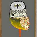 Funny Owl Wall Art, Whimsical Bird Wall Decor Painting Cute Animal Poster Canvas Print Picture for Farmhouse Living Room Bedroom 16x24 inch Wood Framed