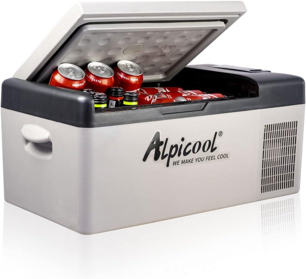 Alpicool C15 Portable Car Freezer,12 Volt Refrigerator, 16 Quart (15 Liter) Fast Cooling 12V Car Fridge -4~68, Car Cooler, 12/24V DC and 100-240V AC for Outdoor, Camping, RV, Truck, Boat