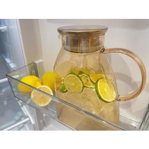 Glass Pitcher With Lid For Fridge, Updated 60 oz Amber Glass Pitchers With Handle And Lid, 0.48 Gallon Glass Tea Pitcher Jug Carafe, Water Pitcher for Hot/Cold Water Iced Juice Coffee Milk