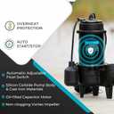 LEO 1/2 HP Sewage/Effluent Pump, 6000 GPH Submersible Basement Sewer Pump with 10ft Auto Float Switch, Cast Iron Sump Ejector, 2'' NPT for Sewage Basin, 115V