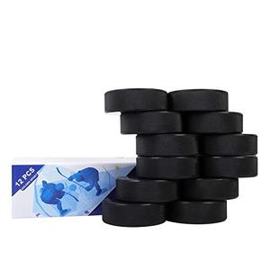 AceFox  Ice Hockey Pucks, 12pcs, Official Regulation, for Practicing and Classic Training, Diameter 3", Thickness 1", 6oz, Black