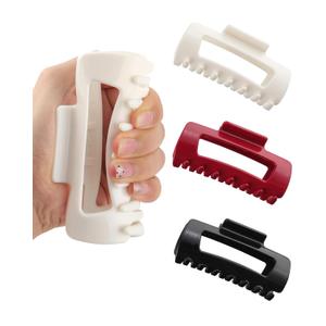 3 PCS Silicone Flexible Hair Claw Clips for Women Soft Bendable Claw Clip Scalp-Safe Soft Cloud Hairclip for Thin and ThickRed + Black + White