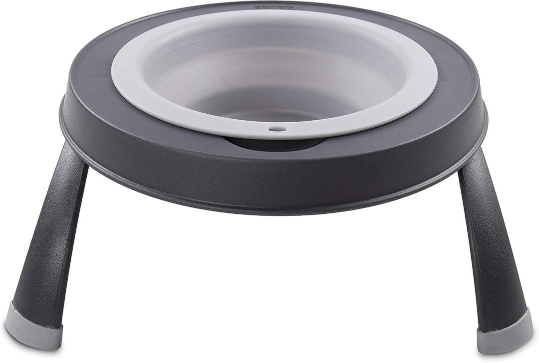 Dexas Pets Single Elevated Pet Feeder/Pet Bowl, Large/ 4 Cup Capacity, Light Gray
