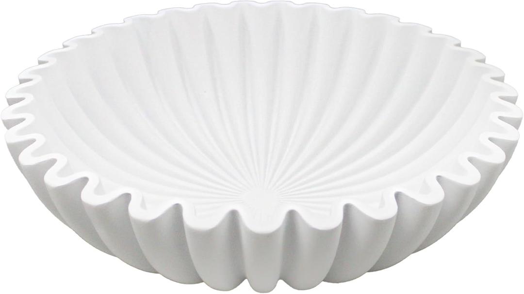 YMXYJM Large Decorative Bowl, Modern Handicraft Bowls for Home Decor, Decorative Fruit Bowl for Kitchen Counter, Ruffle Bowl Decor, Stylish Key Bowl for Entry Table, White