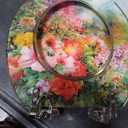 Angol Shiold ROUND Resin Soft Close Toilet Seat Flowers 16.5" | Quick Release Heavy Duty Decorative Acrylic Seats Easy to Install & Clean (Abstract Floral Art Print)