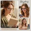 Distinctive Progressive Multifocus Reading Glasses Women, Retro Lady Anti Blue Light/Eye Fatigue Computer Reader, Vintage Round Frame No-Line Multifocal Eyeglasses (Black&Brown, 2.0x)