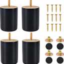 Wood Furniture Legs Set of 4,Solid Round Sofa Couch Feet Replacement Wood Legs for Furniture Table Chair Dresser Ottoman Cabinets Footstool DIY (3 inch, Black)
