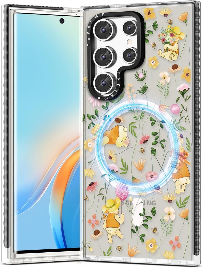 Toycamp for Samsung Galaxy S25 Ultra Case - Compatible with MagSafe Women Girls Cute Phone Cover Magnetic with Shockproof Protective Girly Aesthetic Designer for Samsung S25 Ultra Case, Cartoon Floral