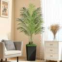 5ft Artificial Palm Tree with Black Planter-Tall Artificial Indoor Plants, Fake Tropical Palm Tree, Faux Silk Plants for Home Office Living Room Bedroom Modern Decor