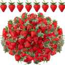 Lyrow 100 Pieces Artificial Strawberries 2.2inch/2.76inch/3.35inch Faux Realistic Strawberry Decor Plastic Simulation Fake Lifelike Fruit for Photography Prop Cabinet Party(Cute)