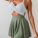B2prity Women Cutout One Piece Skirt Swimsuit V Neck Wrap Tie Back Swimdress Tummy Control Bathing Suits Slimming Swimwear (Green, XL)