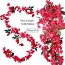 Set of 4-5.9Ft Long Artificial Bougainvillea Flowers Garland Silk Climbing Bougainvillea Vines for Wedding Arch Wall Backdrop Table Runner (Fuchsia - Pack of 4)