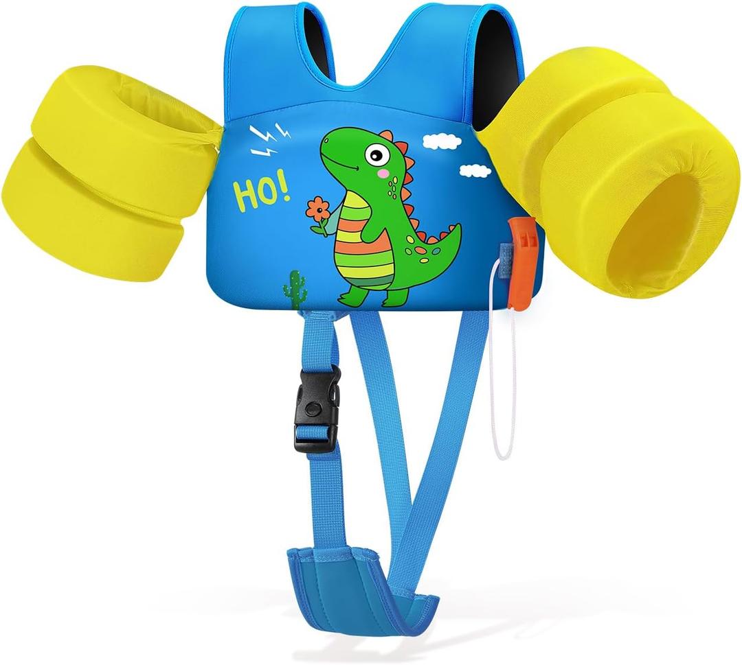 HeySplash Toddler Swim Vest, Toddler Floaties Fit 13-30 Lbs, Puddle Kids Jumper with Adjustable Strap, Pool Float Jacket Arm Floaties Baby Floatie Water Wing, Pool Sea Swimming Aid (E-6-15kg Dinosaurs)