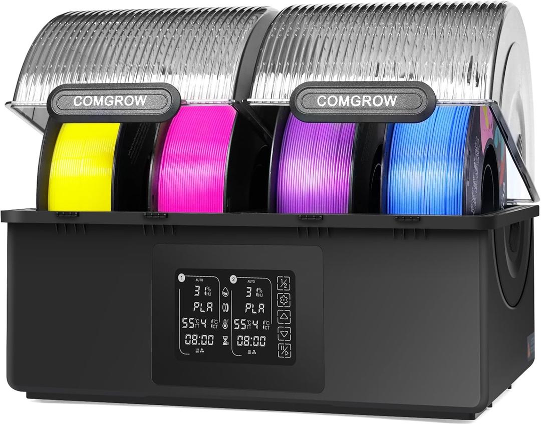 Comgrow Filament Dryer 4 Spools, SH03 Filament Storage Box, 200W PTC Heats Up to 85C, Fast Drying Auto Dehumiditification Dual Independent Heating Chambers for PLA PETG ABS TPU ASA1.75/2.85 mm