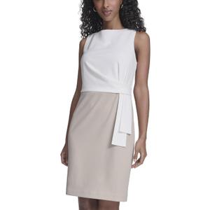 Tommy Hilfiger Women's Sleevless Boat Neck Fold Detail Crepe Sheath Mini Dress Size 6