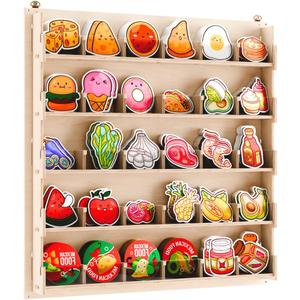 Sticker Display Stand for Vendors, Artists & Shops - Clear Acrylic Sticker Holder for Craft Fairs, Retail & Classroom Sticker Store - Plywood Sticker Organizer for Wall (30 Pocket)