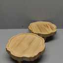 2 Pack Small Wood Stool Display Stand, 8.5 Inch Mini Plant Risers for Decor, Farmhouse Plant Flower Pot Holder, Footed Pedestal Tray for Candles, Soap, Garden, Patio, Home, Kitchen, Bathroom