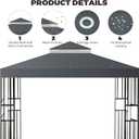10x10 FT Gazebo Replacement Top, Canopy Replacement Cover Double Tiered for Outdoor BBQ Roof Cover Grill Shelter (Dark Gray)