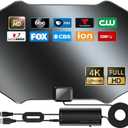 2025 Upgraded TV Antenna Indoor, 1900+ Miles Range Digital Antenna for Smart TV for Local Channels, Indoor HDTV Antenna with Amplifier Signal Booster Support 8K 4K 1080p - Long Thick Coax Cable (black)