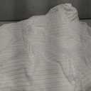 MooMee Stripes Fitted Bottom Sheet Only 100% Washed Cotton Linen Like Textured Breathable Durable Soft Comfy Deep Pocket (White Almond Milk Grey Wide Stripes, Queen)