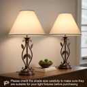 White Lamp Shades Set of 2, Empire Large Lamp Shades for Table Lamps Floor Lamps, 6" Top x 16" Bottom x 10.8" High, Natural Linen Lampshades Replacement, Spider, Harp Holders Included, Easy Assembly