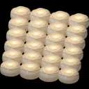 Aignis 24pcs Flameless LED Floating Candles, White Rose Plastic Tealight Battery Operated, 120+ Hours Glow Time, Cozy Light for Romantic Pool/Bathtub/Hot Bath/Wedding Centerpiece Decor(D2.83*H1.42)
