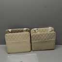 Mandark Car Seat Back Organizer, PU Leather Automotive Backseat Hanging Storage Pocket, Multipurpose Vehicle Travel Essentials Accessories for Kids & Adults, Universal for Most Cars (Beige)