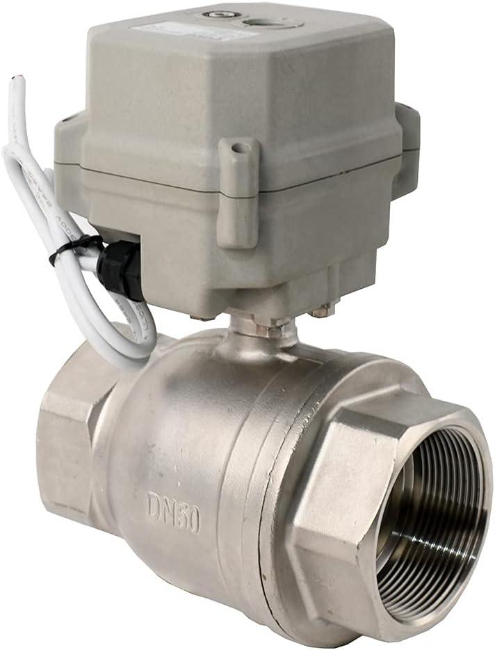 BOKYWOX NPT 2'' Motorized Ball Valve AC24V/ DC12-24V Electrical Ball Valve CR2-02 with Indicator and Manual Override