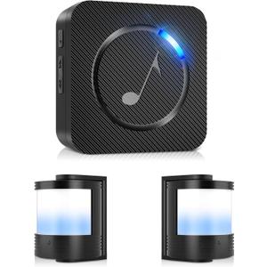 Wireless Motion Sensor Mini Size - Motion Detector Alarm Chimes Door Sensor with LED Light 500 FT Range Commercial Door Entry Alert, Caregiver Reminder for Elderly, Visitor Bell Dinger