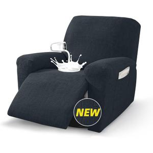 MAXIJIN Waterproof Recliner Chair Covers 3 Pieces Recliner Cover That Stay in Place, Washable Lazy Boy Recliner Slipcovers with Pockets Reclining Protector for Pet, Kids (Recliner, Dark Gray)