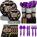Pickmesh 350 Pieces Mexican Themed Fiesta Dinnerware Set for 50 Guests Cinco De Mayo Table Decorations Supplies Including Paper Dessert Plates Napkins Cup Plastic Forks Spoons Knives (Stylish Style)