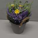 Fake Plants Purple Lavender Flowers in Pot 10" Tall Faux Artificial Potted Plant Greenery for Home Kitchen Patio Coffee Table Farmhouse Aesthetic Bedroom Bathroom Decor (Lavender Flower With Yellow Daisy)