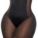 SHAPELLX Strapless Shapewear for Women Tummy Control U Plunge Backless Bodysuit Mid Thigh Full Body Shaper (Small, 01-black)