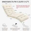 EverPine Outdoor Chaise Lounge Chair Cushion 74.4 x 22.8 x 4.7 Inch, Patio Lounge Chair Replacement Cushion with Ties, Thick Cotton Pool Recliner Cushion for Outdoor Furniture (Beige), Standard