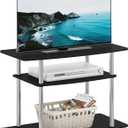 Furinno Turn-N-Tube No Tools 3-Tier Entertainment Center TV Stand for TV up to 32 Inch, Stainless Steel Tubes, Americano/Chrome, 32-Inch Stainless Steel Poles