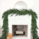 Christmas Norfolk Pine Garland, Artificial Greenery Garlands Norfolk Pine Leaves Real Touch Christmas Garland for Holiday Mantle Fireplace Table Home Decor (Dark Green, 6 FT)