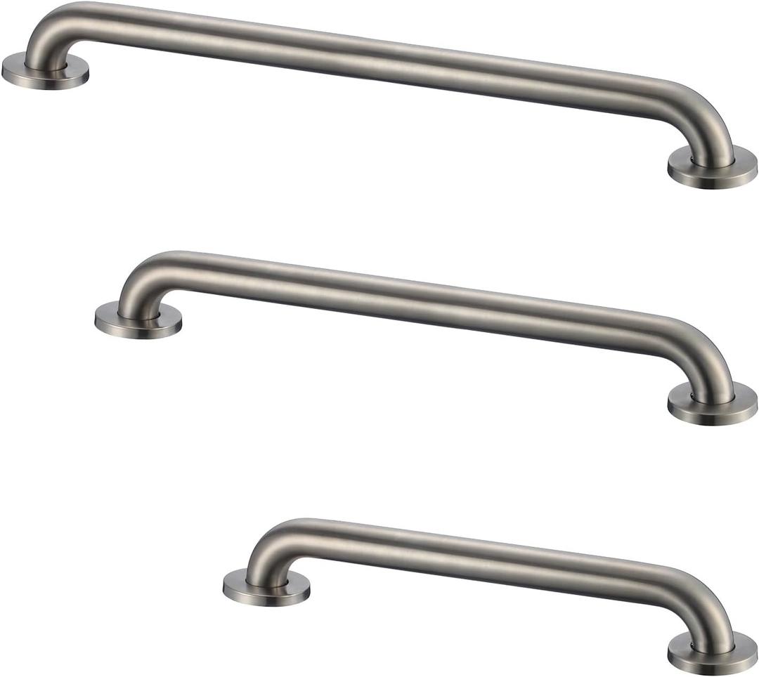 Grab Bar Bundle for ADA Compliance, Brushed Stainless Steel Grab Bar Set for Commercial and Residential Restrooms, 1.5" Diameter - 18", 36", 42" - Pack of 3