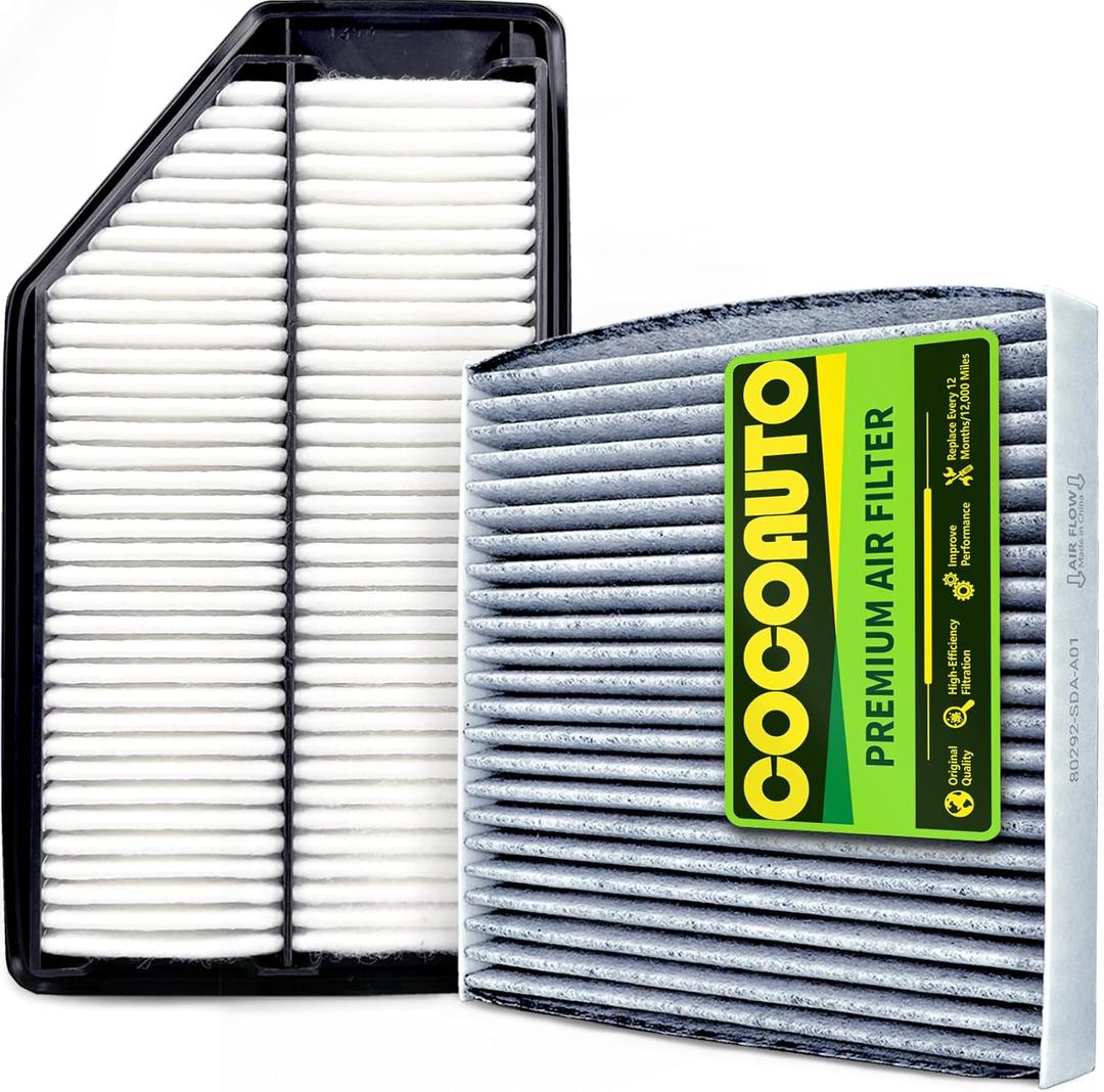 COCOAUTO Engine & Cabin Air Filter Kit for Honda Odyssey (2011-2017), Replaces 17220RV0A00, CA11042, XA6153, 80292SDAA01