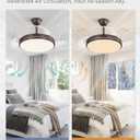 LEDIARY Retractable Ceiling Fan with Lights and Remote & APP Control, 42 Inch Fandelier Ceiling Fan with Light, 6 Speed Dimmable Reversible Memory, Modern Silent Smart Fan for Bedroom Living Room
