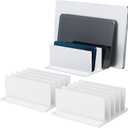 Frienda 4-Compartment Acrylic Vertical Laptop Stand, Can Accommodate with a Thickness of Less Than 2 cm, Fits Most Laptop(2 Pcs, White)