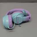 Kids Headphones, 74/85/94dB Volume Limiter, Foldable Wired Over Ear Headphones for Travel, 3.5mm Jack, Toddler Headphones for School, Chromebook, iPad, Tablet, Purple Green